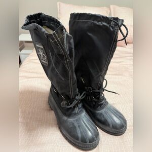 Mens Sorel Snowbear Kaufman Boots Black ‘Steel Shank’ Drawstring Leg Sz 10
